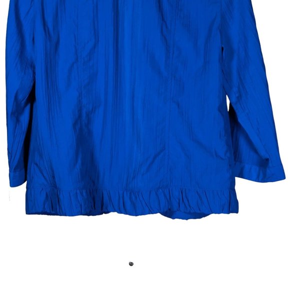 Chico's Women's Jacket Blue Open Front Ruffle Pockets 3/4 Sleeve Size 0 US S/4 - Picture 7 of 8